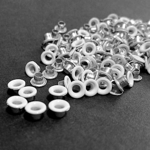 White Eyelets, 1/8 inch, White, Scrapbooking, Christmas, 200 Eyelets, Round Metal, Eyelets, White Round, Scrap Booking, 1/8 White Eyelet