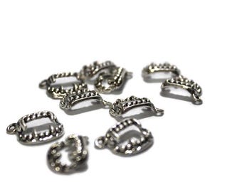 Vampire Charms, Vampire Teeth, 12mm x 15mm, Vampire Fangs Charm, Set of 10 Charms, Teeth Charms, Silver Tone, Dracula Teeth, Fangs Charms
