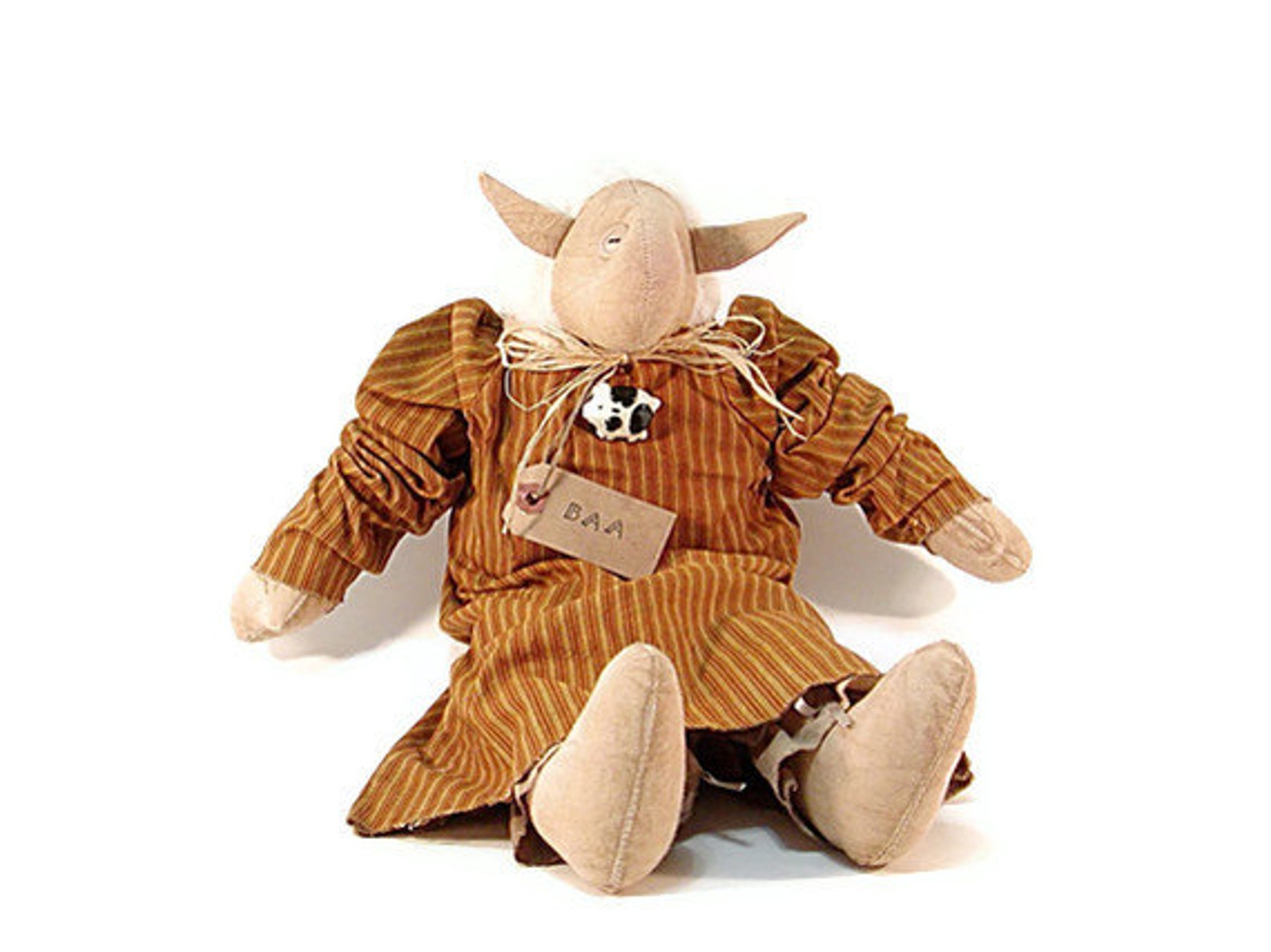 Prim Lamb Doll, Sheep Doll, Mustard Prim Doll, Citrine Dress, Yellow