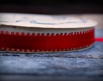 Red Ribbon Trim, 40 Yards, Red Christmas Trim, Red Picot Trim, Half Inch Wide, Christmas Ribbon, Christmas Trim, Christmas Decor, Acetate