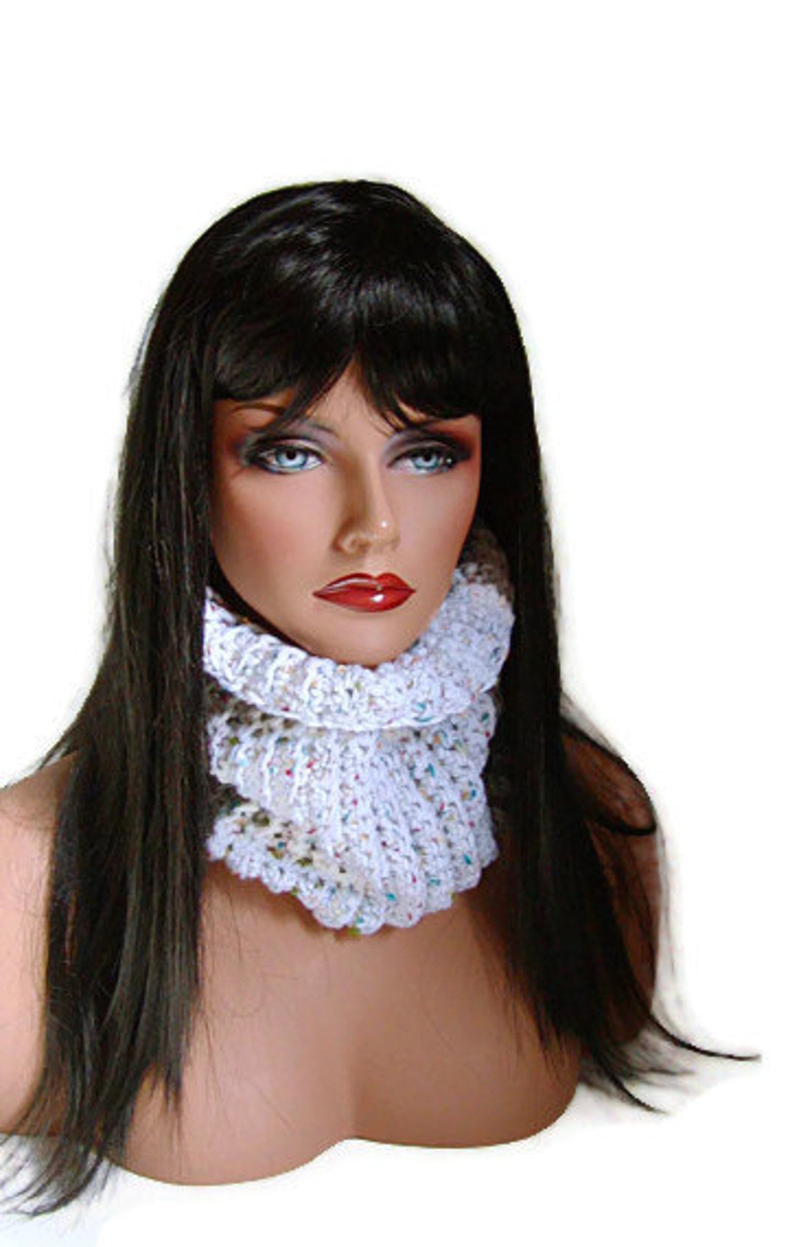 White Neck Scarf Mens Scarf Womens Scarf White Cowl Etsy