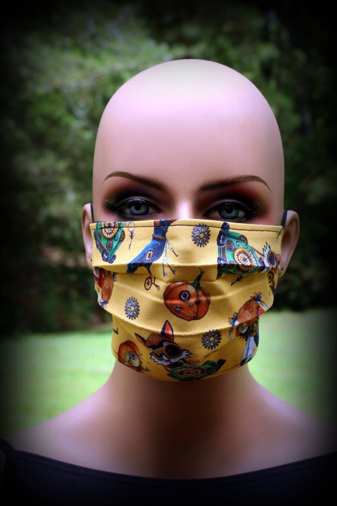 Fabric Face Mask Yellow Pumpkins Jack O Lantern Mask Etsy