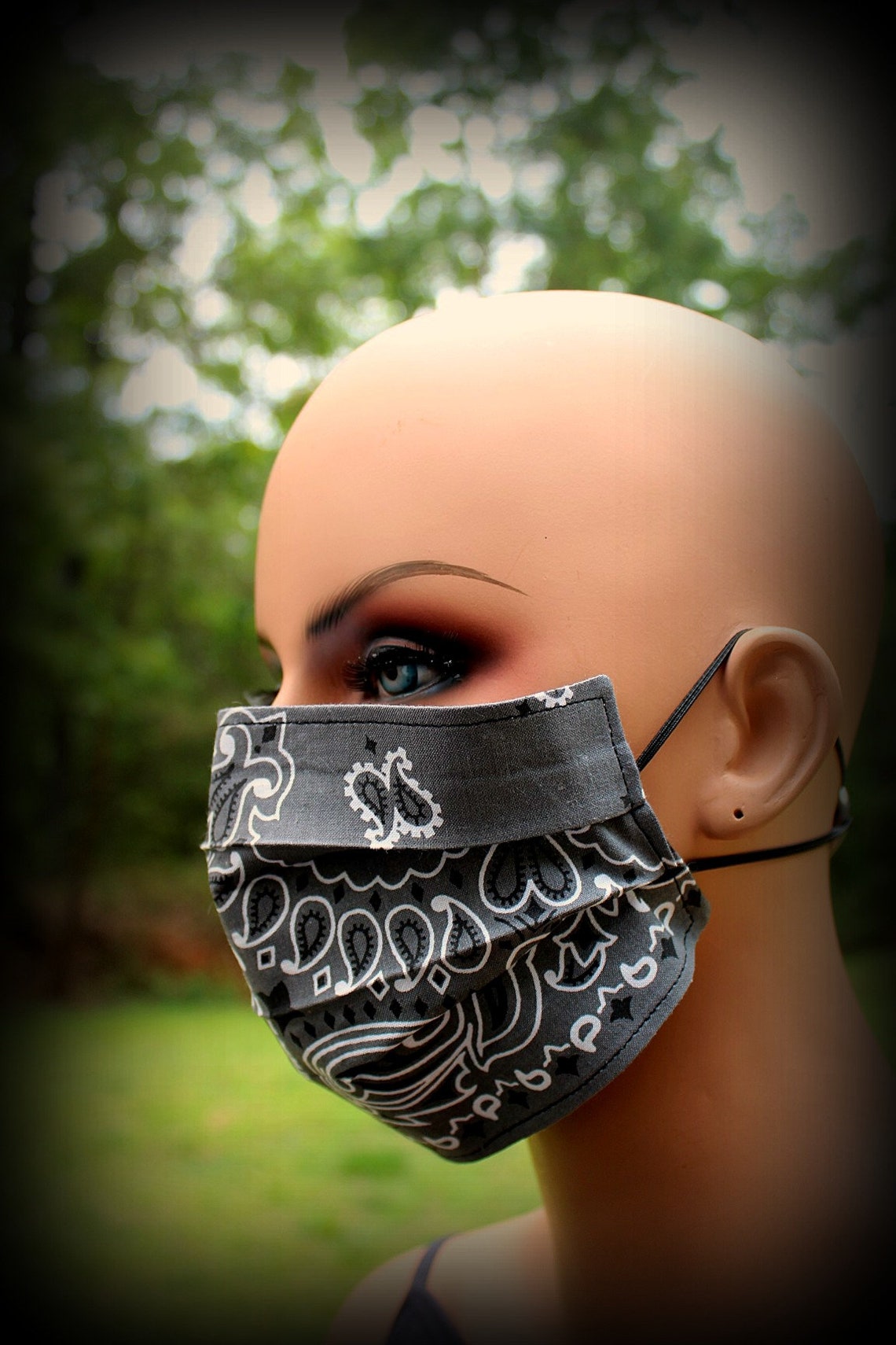 Fabric Face Mask Gray Bandana Mask Gray Mask Gray Black Etsy