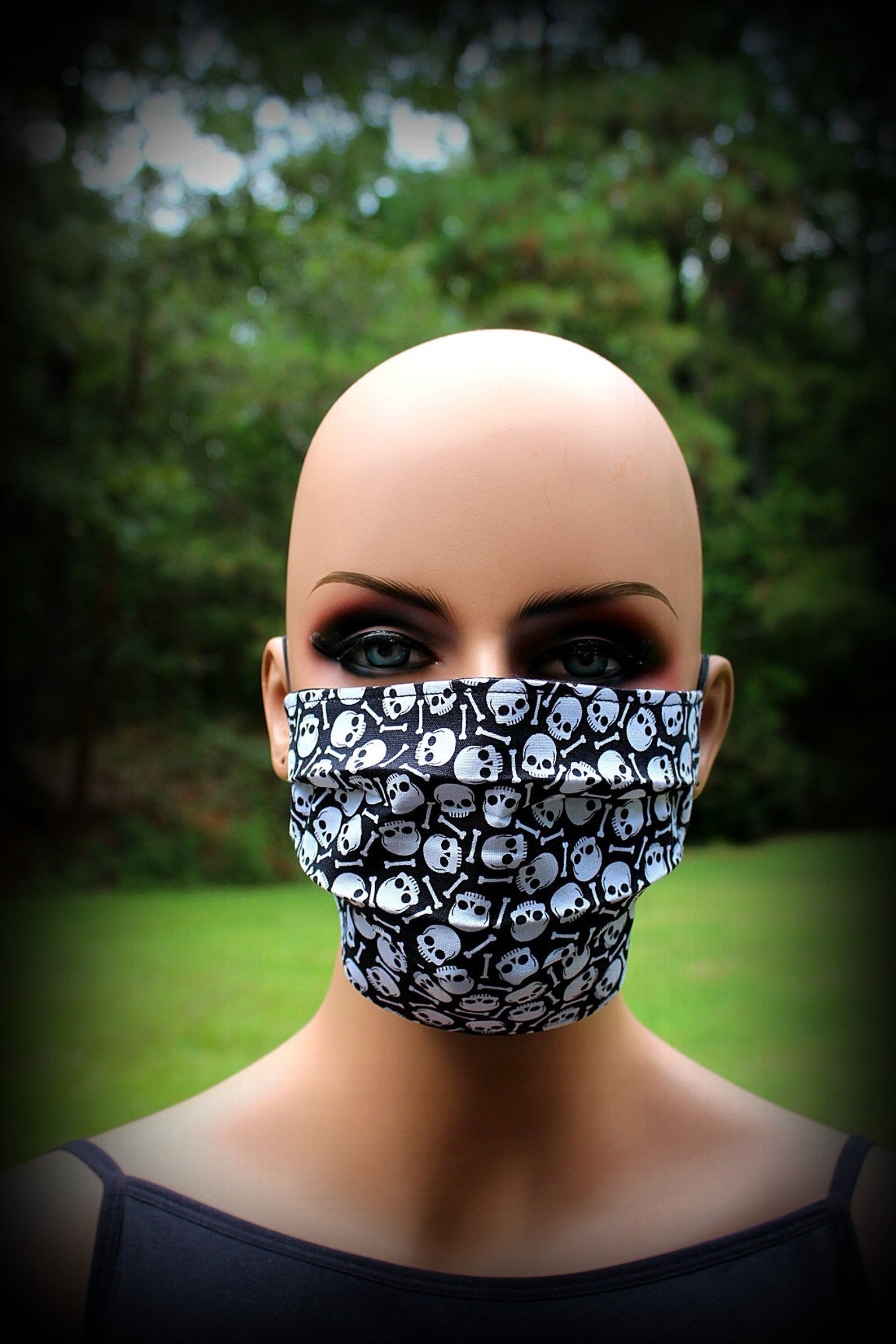 Fabric Face Mask Black White Skulls Skull Mask White Skull Etsy
