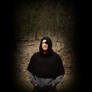 Black Hood, Black Hood Scarf, Archers Hood, Hood Poncho, Womens Hood, Mens Hood, Fishermans Hood, Black Neckwarmer, Crochet Poncho, Knit Hoo