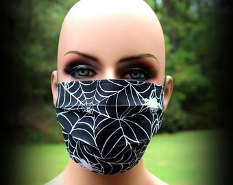 Fabric Face Mask, Spider Web Mask, Black White Webs, Spider Webs Mask, Face Mask, Spider Mask, Black Spider Mask, Facial Mask, Reusable