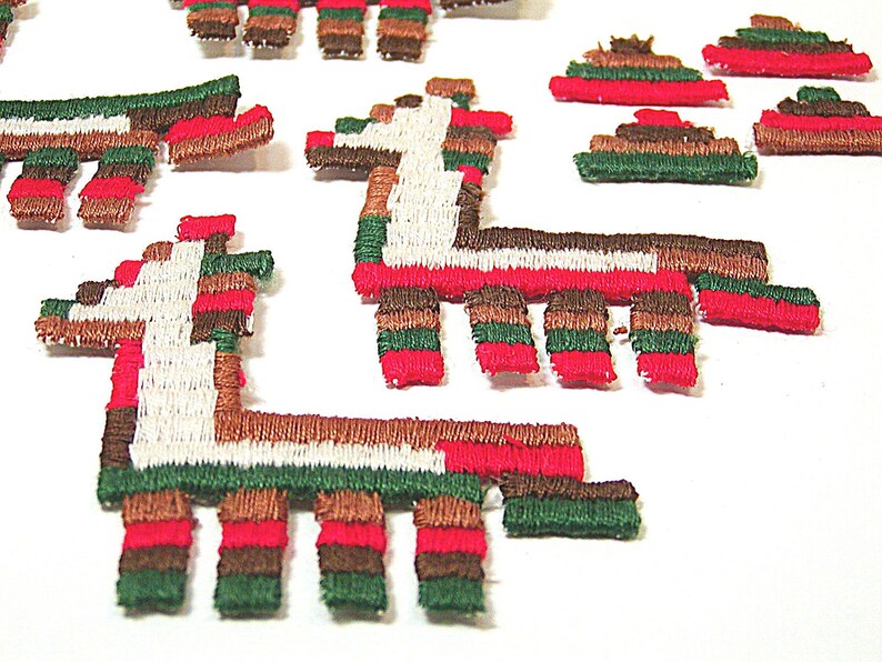 Llama Applique, Llama Patch, Lot of 12 Llamas, Southwestern Patch, Llama Appliques, Embroidered Applique, Red Green Brown, Pyramid Appliques image 2