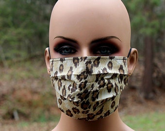 Leopard Mask,Fabric Face Mask, Light Leopard Print, African Print, Face Mask, Dusting Mask, Mouth Nose Mask, Facial Mask, Reusable Mask