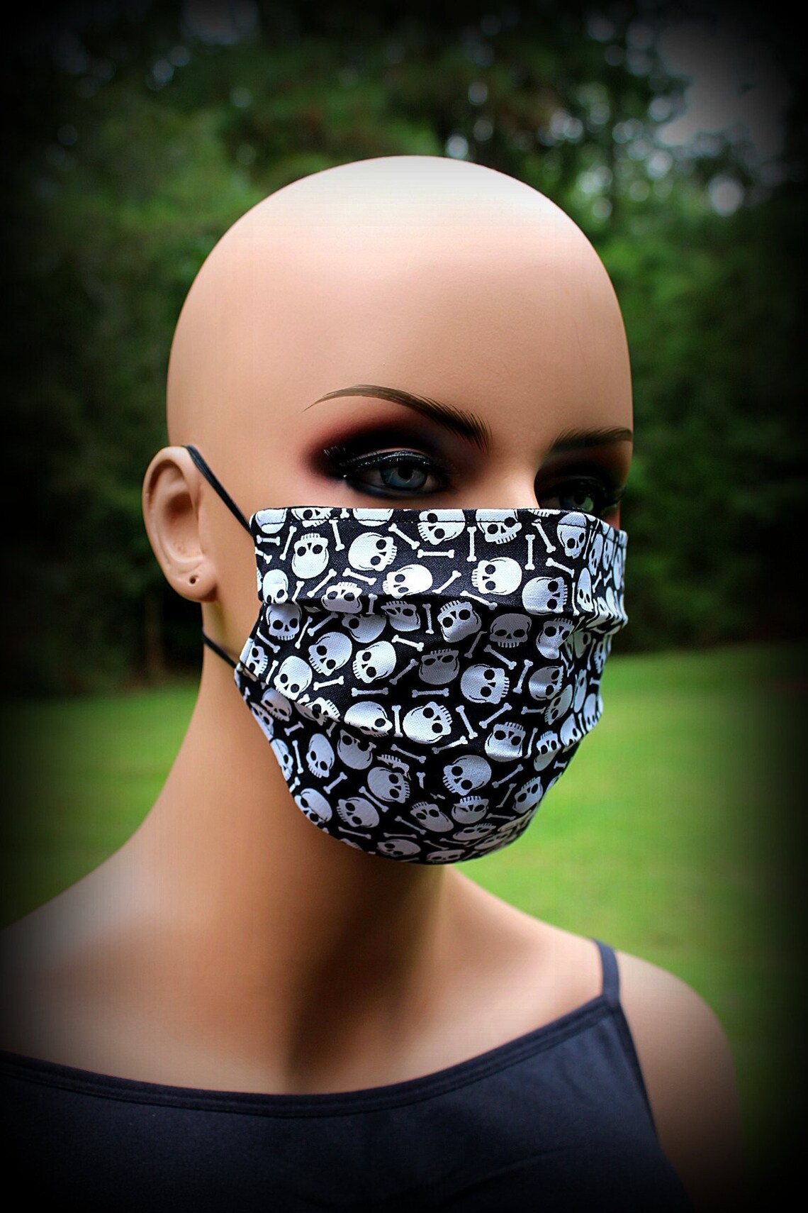 Fabric Face Mask Black White Skulls Skull Mask White Skull Etsy UK