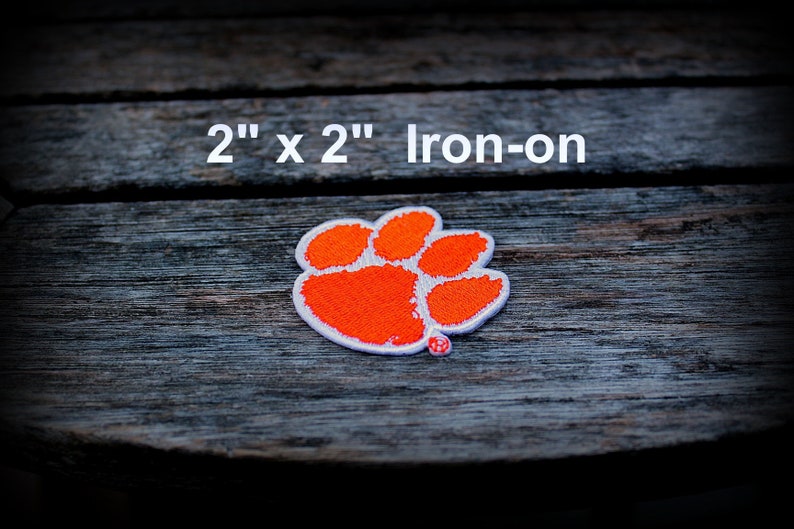 Tiger Paw Iron On Patch 2 Inch X 2 Inch Clemson Paw Patch Paw Patch Clemson Logo Orange And White Clemson Applique Clemson Orange