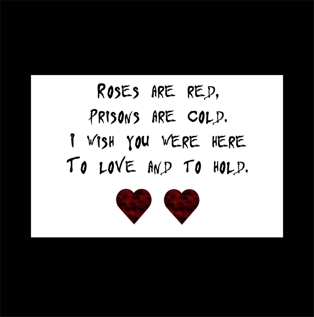 Valentines Card, Prison Valentine, I Love You Card, Jail Card