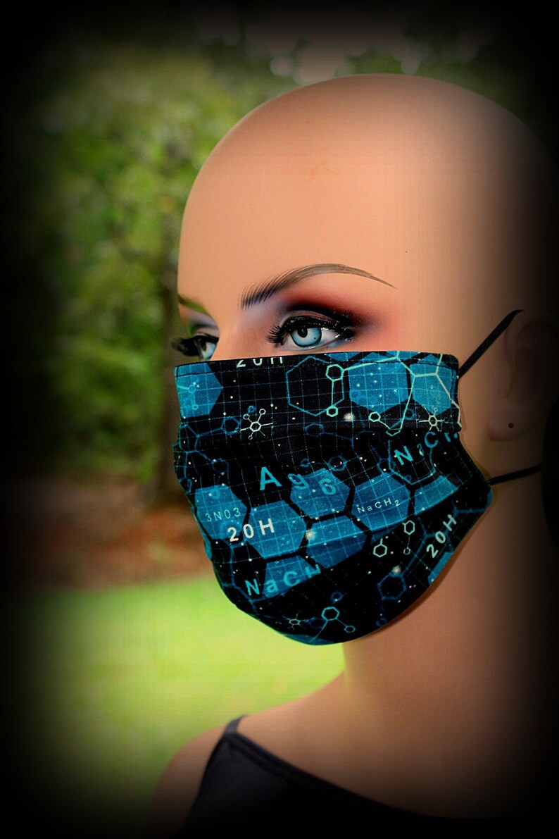 Cloth Face Mask, Chemistry Mask, Black and Blue Mask, Science Mask, Chem Carbene Mask, Fabric Face Mask, Chem Mask, Science Nerd Mask image 1