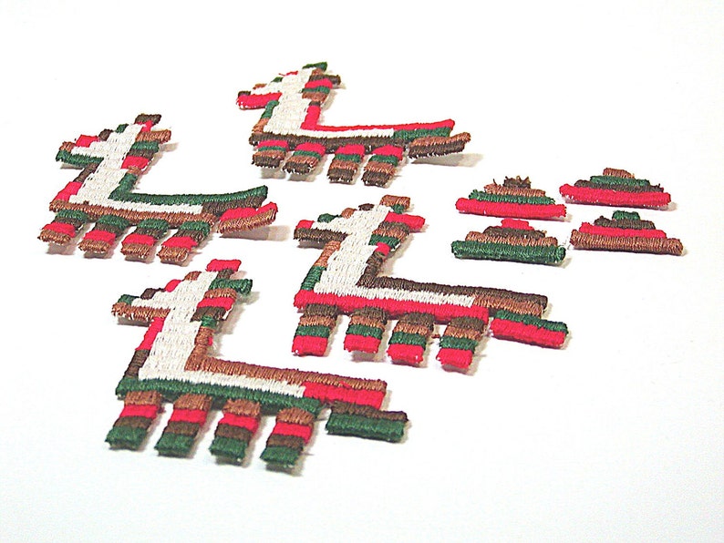 Llama Applique, Llama Patch, Lot of 12 Llamas, Southwestern Patch, Llama Appliques, Embroidered Applique, Red Green Brown, Pyramid Appliques image 3