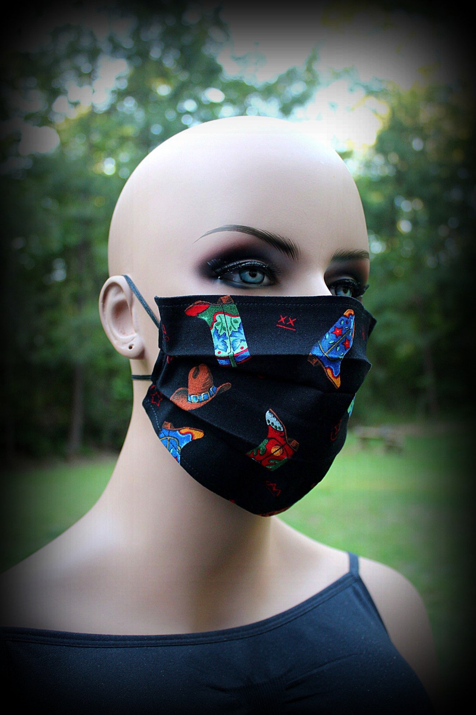 Fabric Face Mask Cowboy Mask Boots Hats Mask Boots Mask Etsy