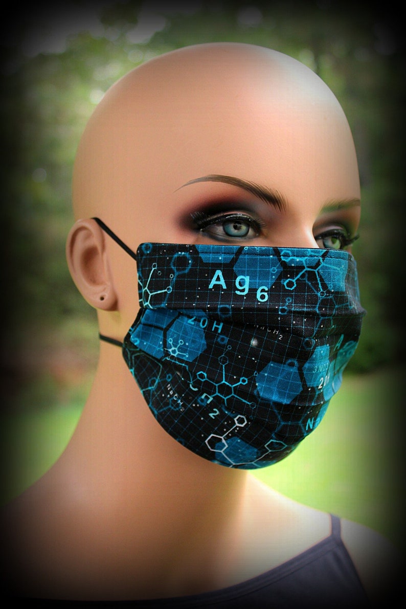 Cloth Face Mask, Chemistry Mask, Black and Blue Mask, Science Mask, Chem Carbene Mask, Fabric Face Mask, Chem Mask, Science Nerd Mask image 2