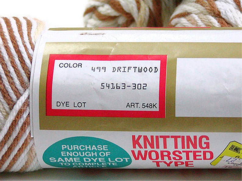 Yarn, Yarn Lot, Vintage, Acrylic, Crochet, Knit, Variegated, Multi-Colored, 5 Skeins, Brown, Cream, Tan, Supply Yarn image 5