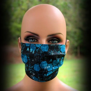 Cloth Face Mask, Chemistry Mask, Black and Blue Mask, Science Mask, Chem Carbene Mask, Fabric Face Mask, Chem Mask, Science Nerd Mask image 3