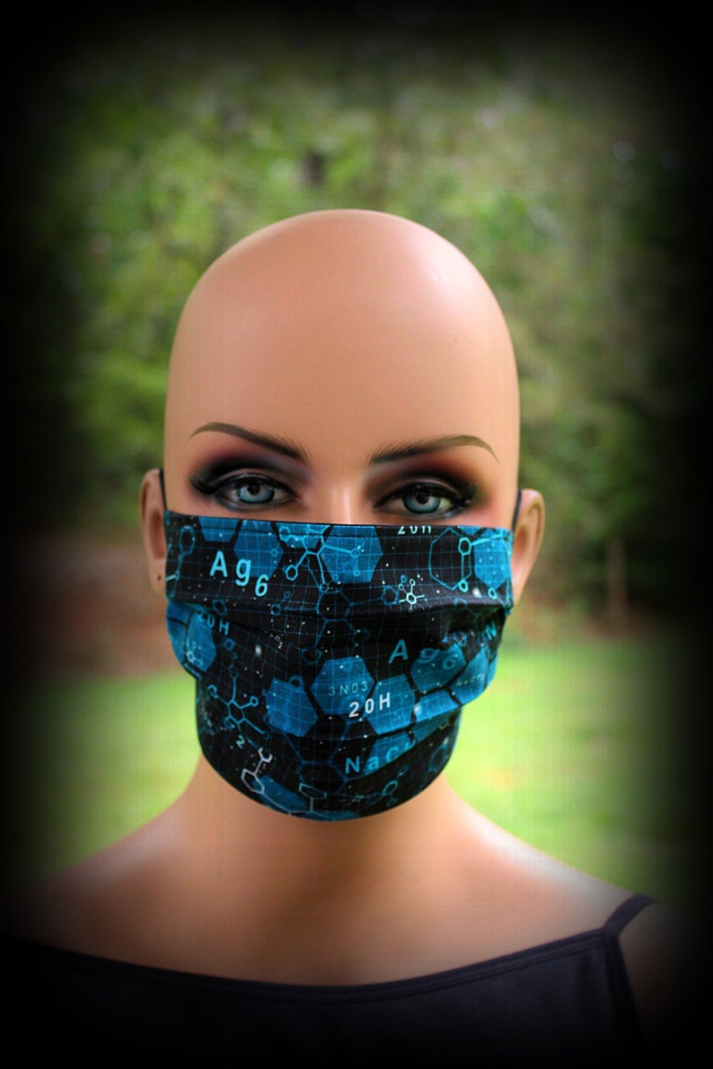 Cloth Face Mask, Chemistry Mask, Black and Blue Mask, Science Mask, Chem Carbene Mask, Fabric Face Mask, Chem Mask, Science Nerd Mask image 3
