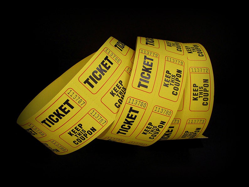 Yellow Raffle 25 Yellow Tickets, Raffle Tickets, Yellow Raffle Tickets, Scrapbook ...