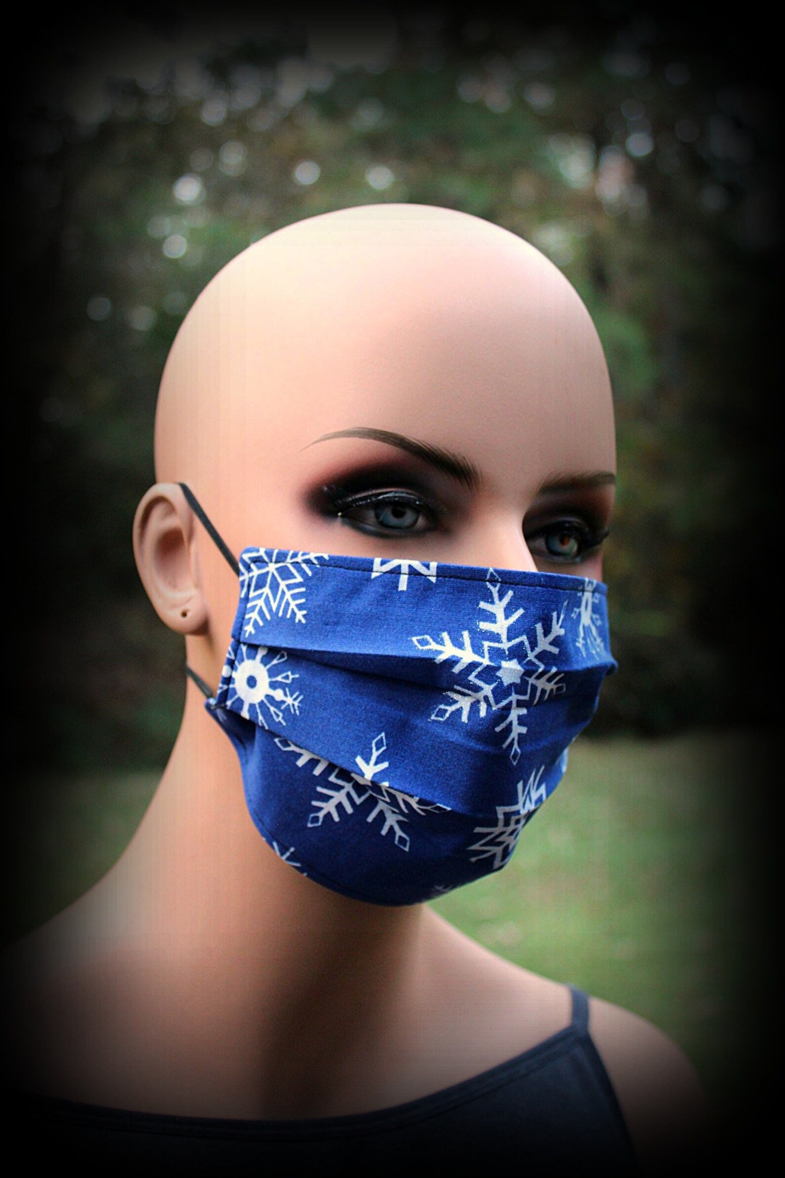 Fabric Face Mask Snowflake Mask Christmas Mask Blue Snow Etsy