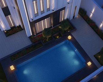 3-Story Villa Plan | Modern Architectural House Design | Floor Plans, DWG, Renders (Digital Download)