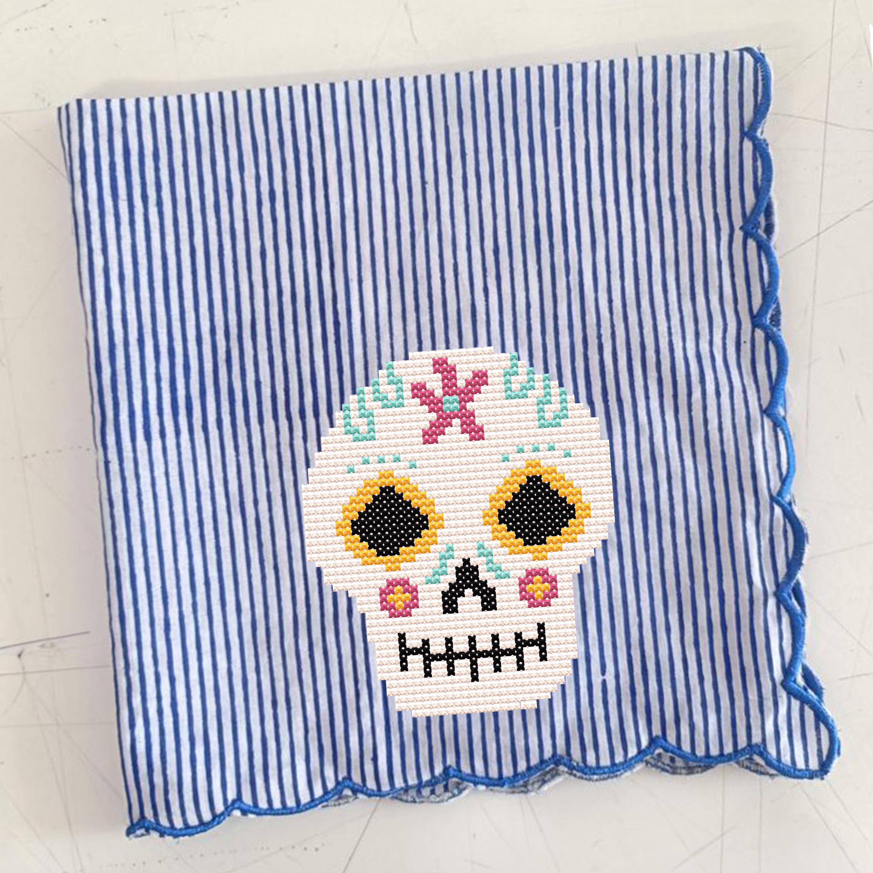 Sugar Skull Día De Muertos Mexican Halloween Mini Cross Stitch Pattern ...