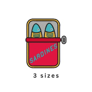 Sardinendose Maschinenstickerei