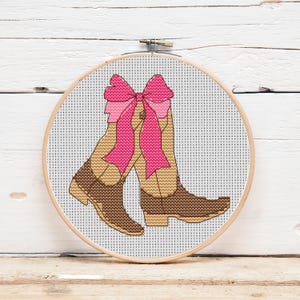 Cowgirl Boots Bow Mini Cross Stitch Pattern