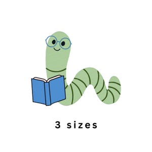 Book Worm Reading Lover Machine Embroidery File