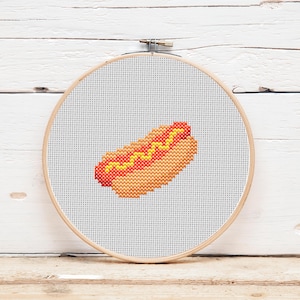 Hot Dog Food SUPER Mini Cross Stitch Pattern
