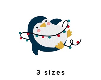 Christmas Penguin Winter Holiday Machine Embroidery File