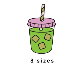 Iced Matcha Latte Coffee Machine Embroidery File