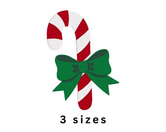 Candy Cane Bow Christmas Winter Holiday Machine Embroidery File