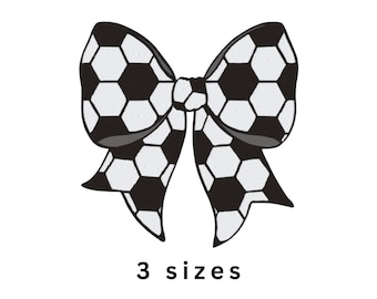 Soccer Bow Embroidery File, Sports Mom Machine Embroidery File, digital file, (pes, jef, exp, dst, pec, vip, vp3, hus, pcs, xxx)