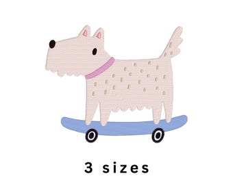 Dog on a Skateboard 2 Machine Embroidery File