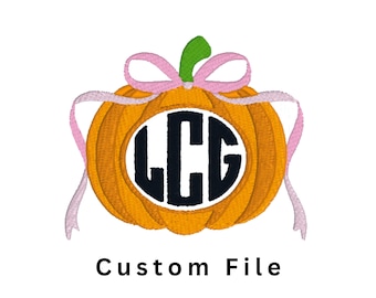 Fichier de broderie Machine monogramme citrouille personnalisé, citrouille coquette, automne, automne, conception numérisée personnalisée