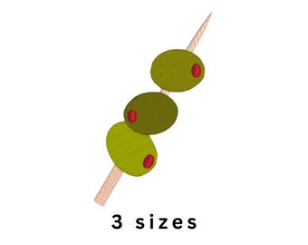 Olive Cocktail Martini Machine Embroidery File