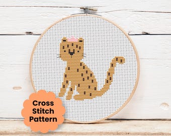 Cheetah Leopard Mini Cross Stitch Pattern
