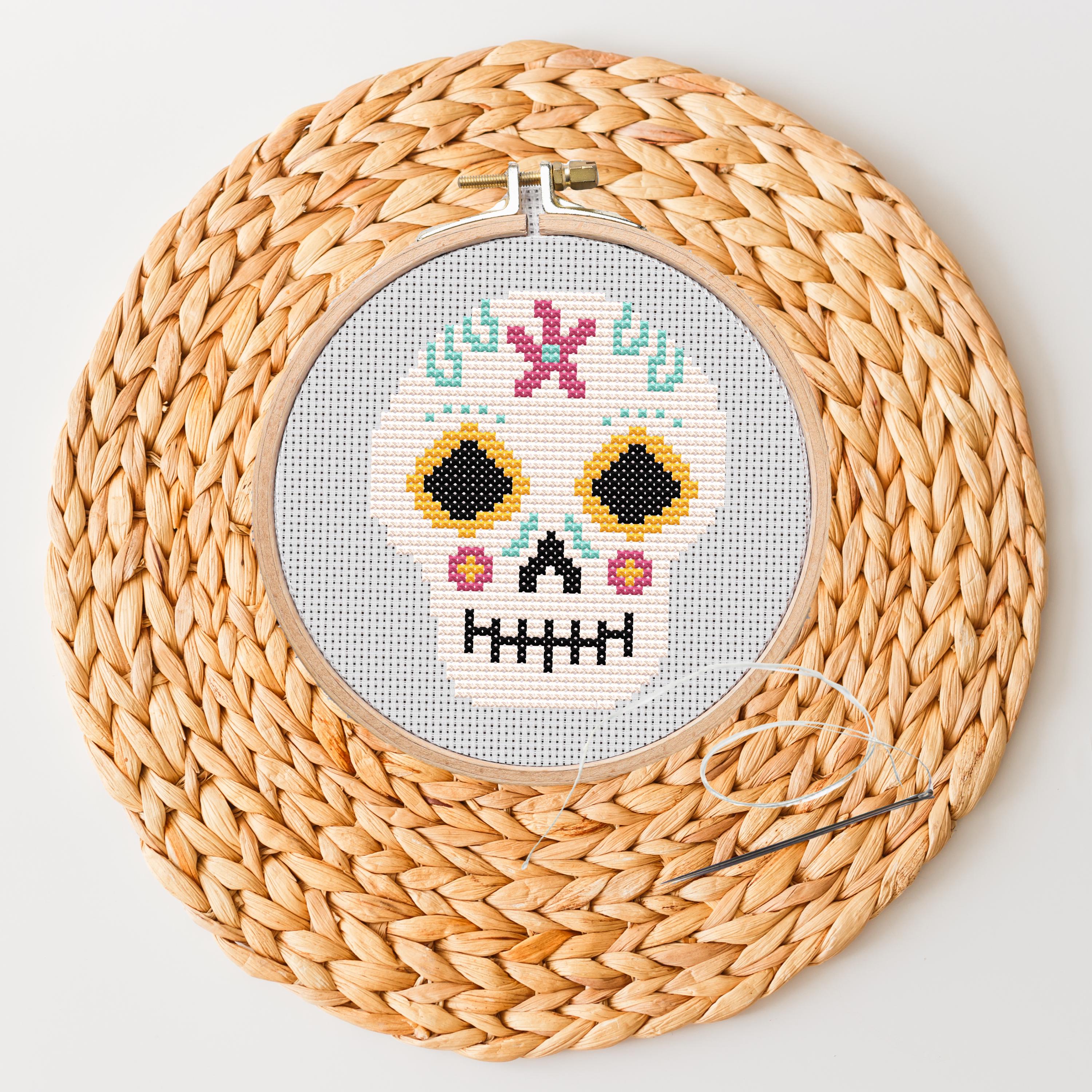 Sugar Skull Día De Muertos Mexican Halloween Mini Cross Stitch Pattern ...