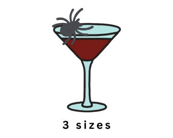 Spider Martini Halloween Spooky Machine Embroidery File