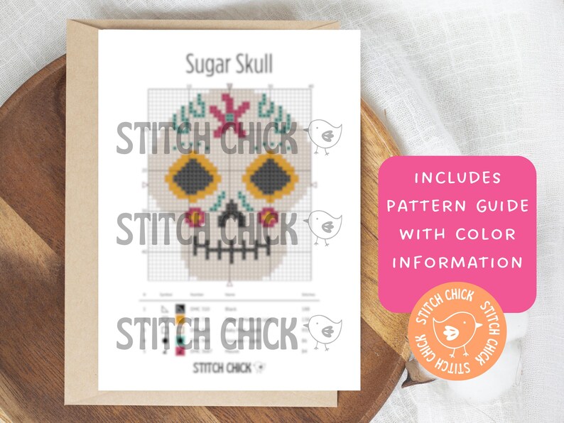 Sugar Skull Día De Muertos Mexican Halloween Mini Cross Stitch Pattern ...