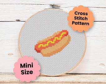 Hot Dog Food SUPER Mini Cross Stitch Pattern