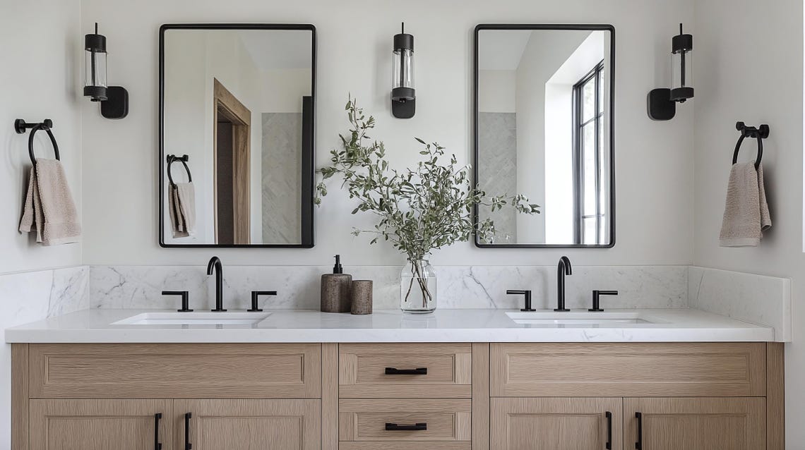 Double Bathroom Vanity- White Oak - Etsy