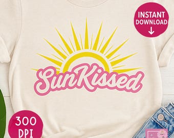 VersunkeneSvg Png Sommer Shirt Sommer Vibes SunKissed Retro Sonnenschein Burst Sublimation PNG Sommer Ästhetik Strandleben
