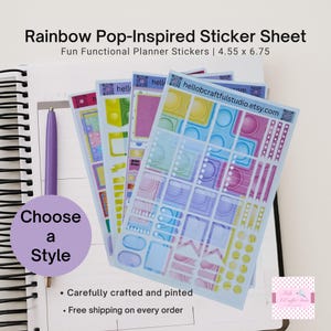 Rainbow Planner Stickers Pop It Sticker Sheet Fun Functional Planner Stickers Washi Tape Planner Stickers Journal Scrapbook Sticker Lover