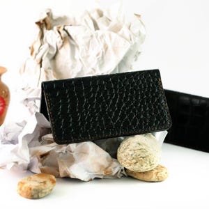 Cartera larga para hombre, cartera grabada, regalo para él, cartera de abrigo para hombre, cartera larga de cuero hecha a mano, cartera delgada de diseñador