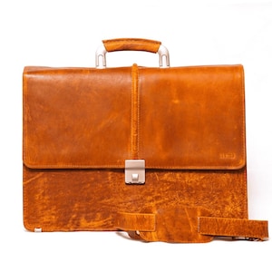 Personalized Full Grain Leather Briefcase, Messenger Bag, Leather Shoulder Bag, Leather Laptop Bag, Best Man Gift Day