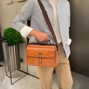 Bolso bandolera de piel para él y para ella con dos cremalleras, mini bolso bandolera personalizado de viaje, bolso bandolera de piel para mujer