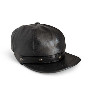 Men&#39;s Newboy flat cap-100% genuine sheepskin leather , handmade leather cap