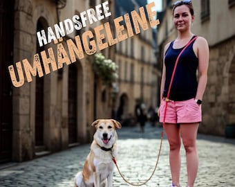 Hands-free shoulder leash, rope dog leash, adjustable, handmade